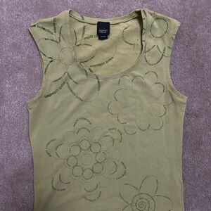 Esprit Olive Green Floral Sleeveless Tank Top